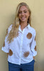Continue Skjorte - Emilia - White w. Brown Emb