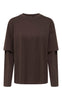 ONLY Bluse - Freja Stripe Double - Coffee Bean