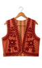 Say INA Copenhagen Vest - Abella - Orange Velvet w. Red Flower Embroidery