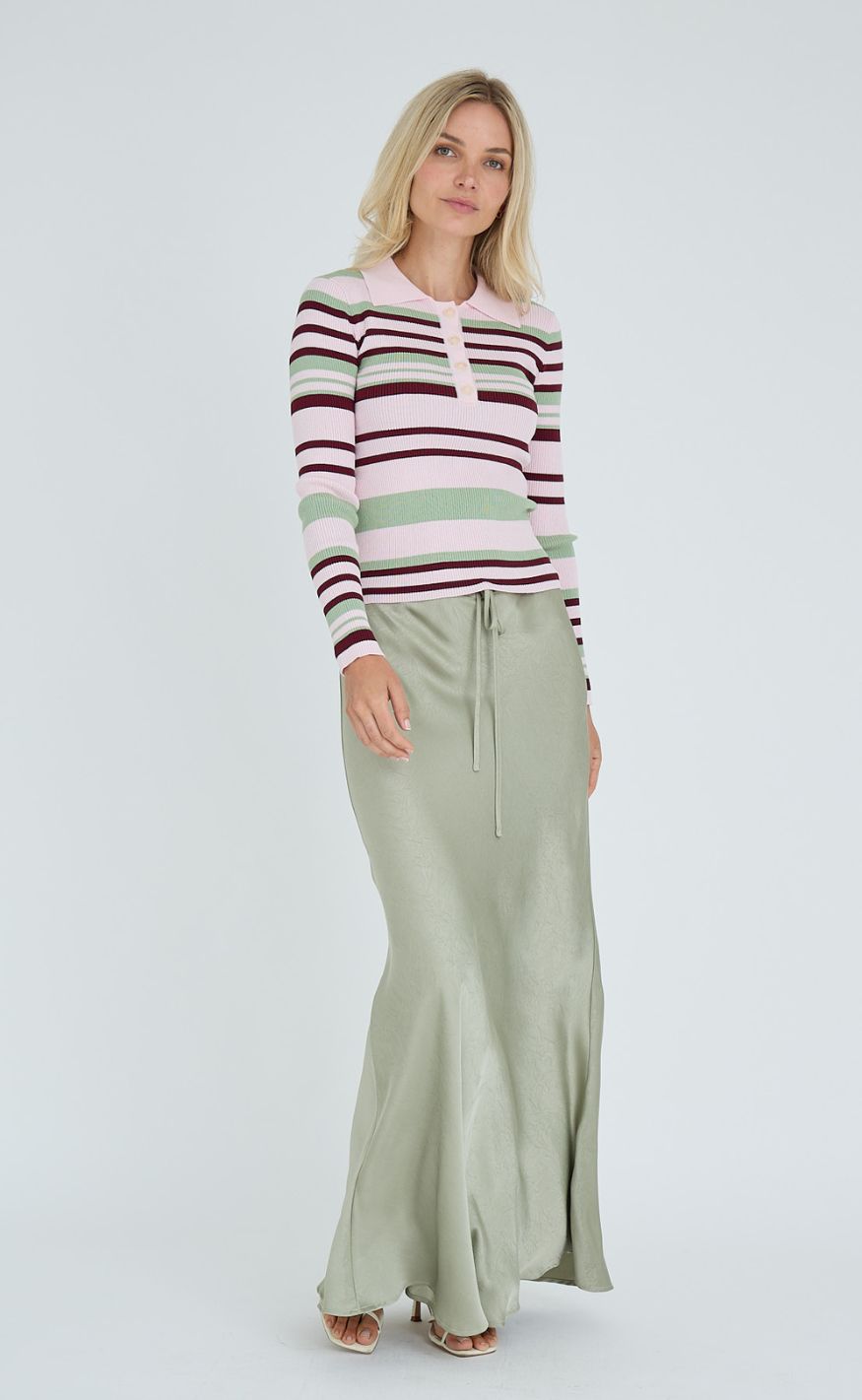 A-View Bluse - Fabi Polo - Rose/Burgundy/Green