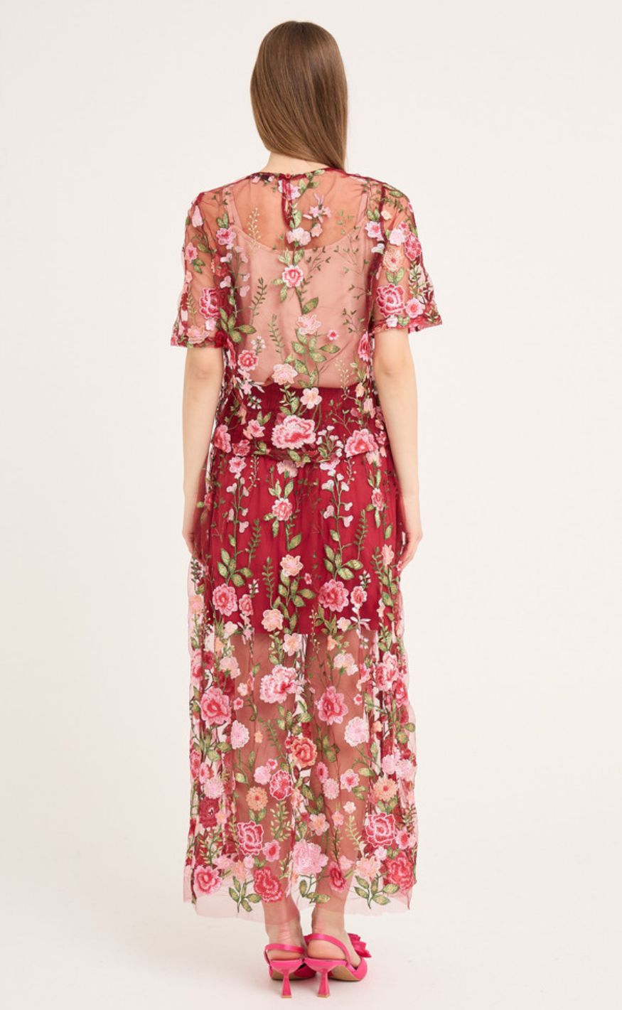 A-View Bluse - Fuschia - Bordeaux/Rose