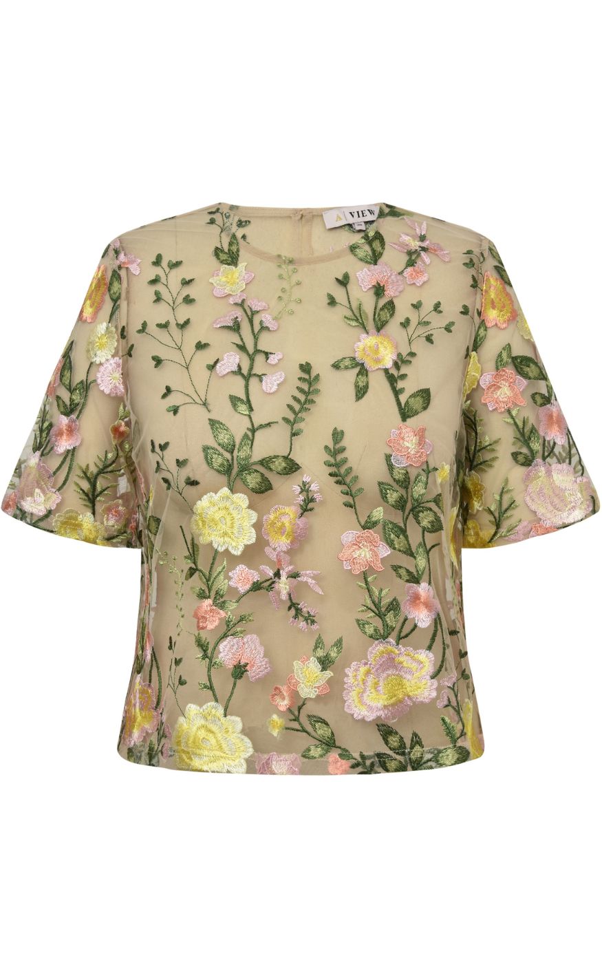 A-View Bluse - Fuschia - Sand/Yellow