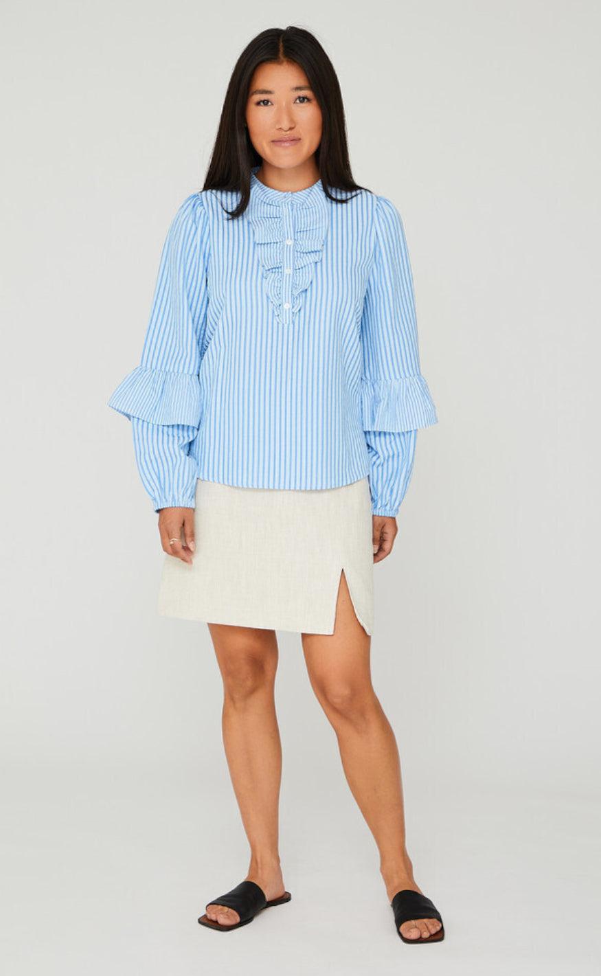A-View Bluse - Karin - Blue/White Stripe