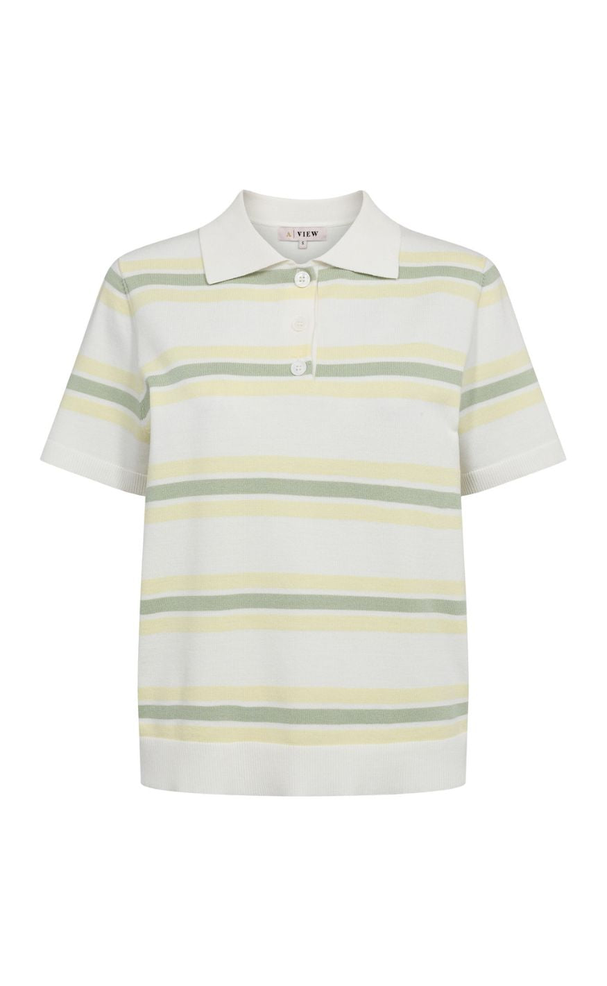 A-View Bluse - Polo Stripe - White/Yello