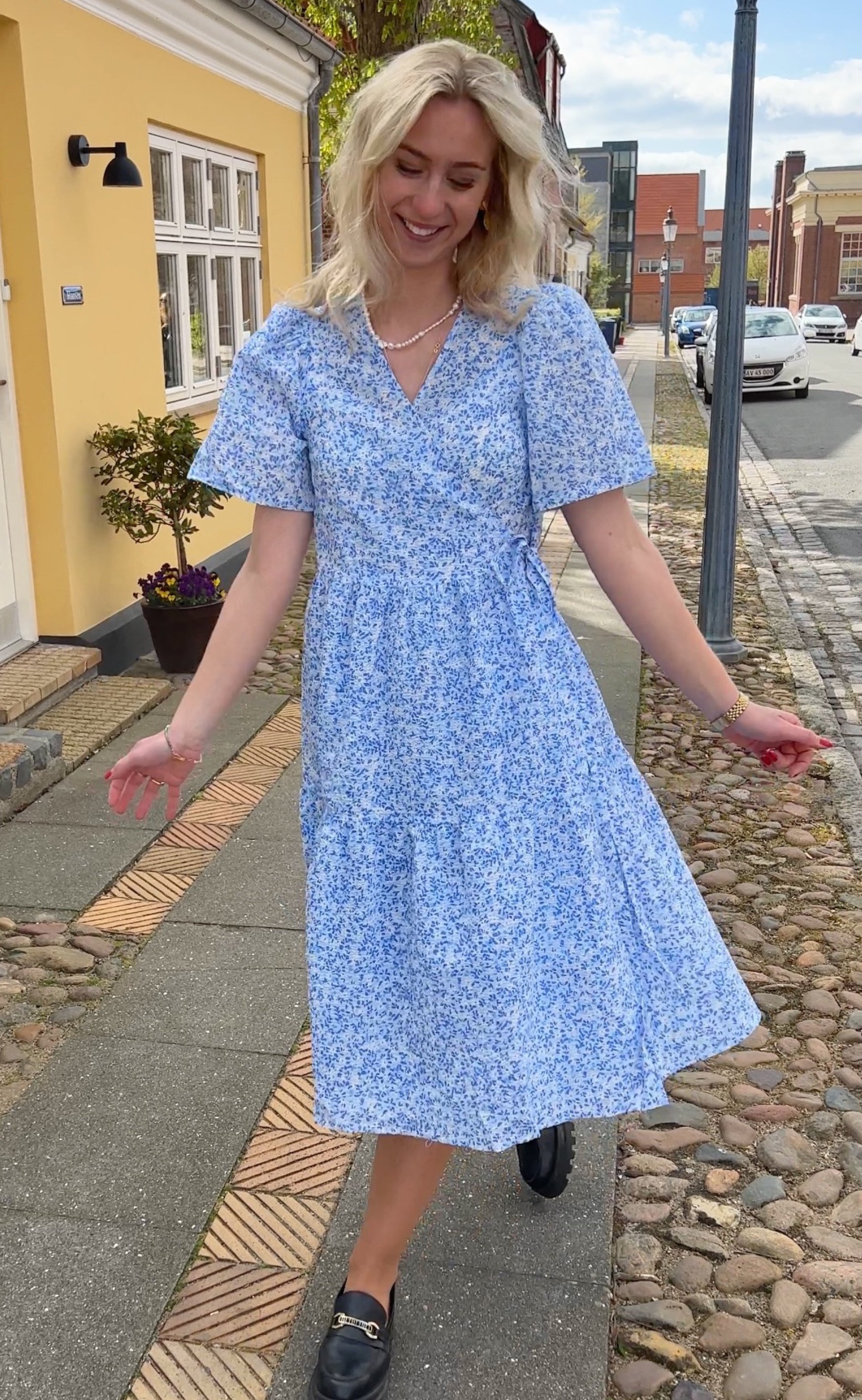 A-View Kjole - Caisa - Blue Printet