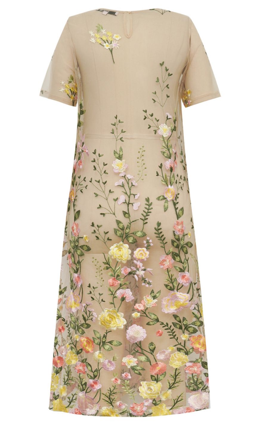 A-View Kjole - Fuschia Midi - Sand/Yellow