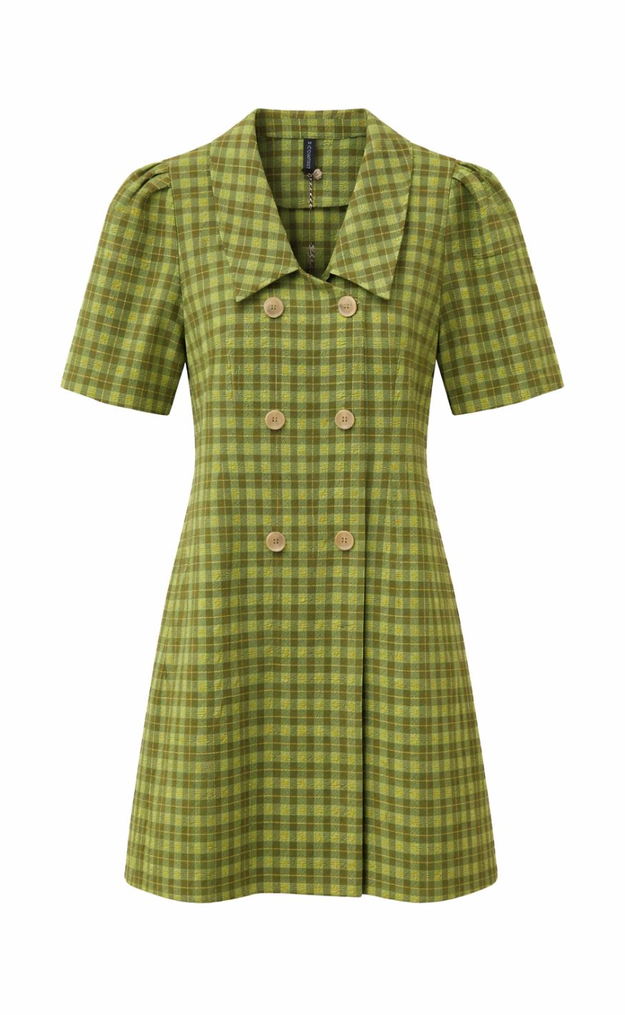 A-View Kjole - Sally - Checkered Brown