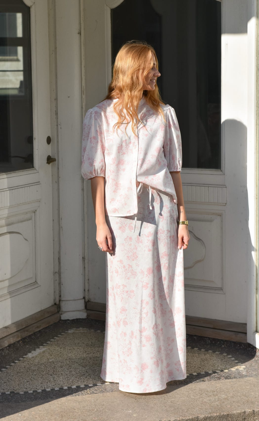 A-View Nederdel - Lin Maxi - Sand/Pale Pink