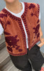 Say INA Copenhagen Vest - Abella - Orange Velvet w. Red Flower Embroidery