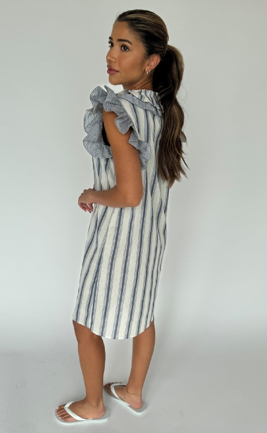 **Aktiver ikke** Continue Kjole - Tilde - Blue Stripe Mix **Aktiver ikke**