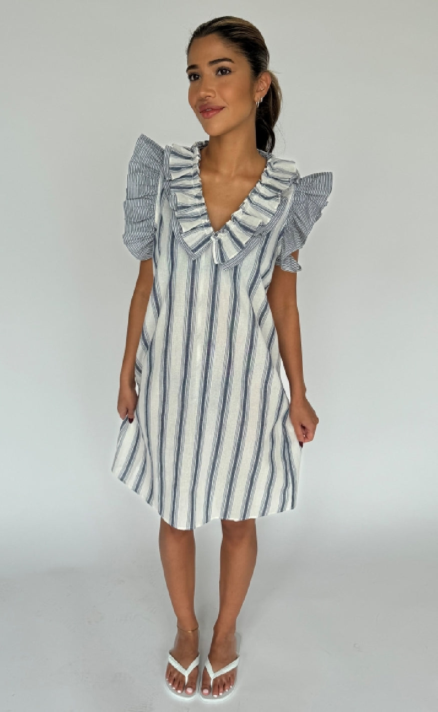 **Aktiver ikke** Continue Kjole - Tilde - Blue Stripe Mix **Aktiver ikke**