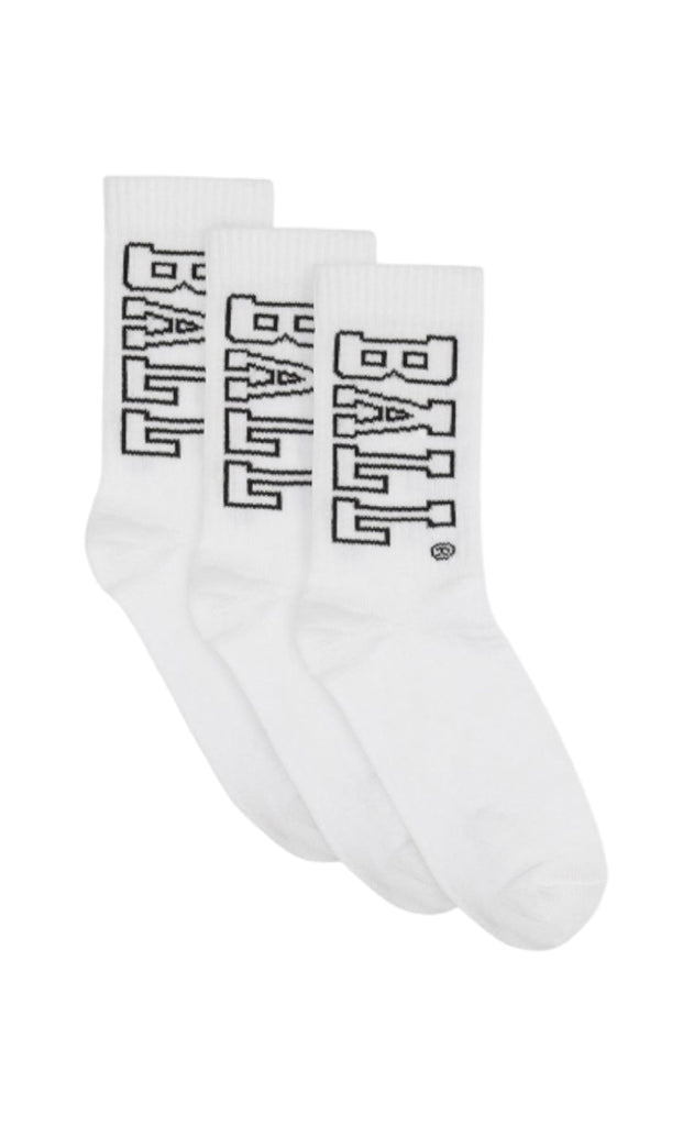 BALL Original Strømper - 3 Pack - White/Black Logo