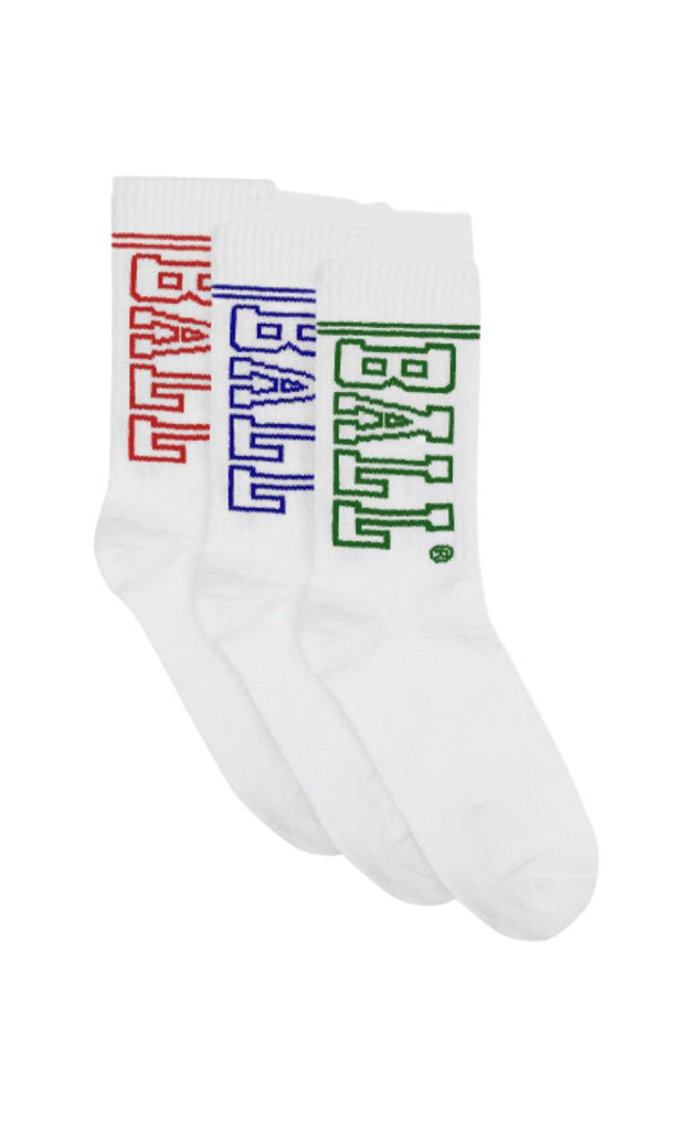 BALL Original Strømper - 3 Pack - White/Multi Logo