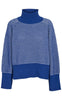 Basic Apparel Strik - Line T-Neck - Light Grey/Blue