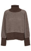 Basic Apparel Strik - Line T-Neck - Light Grey/Brown