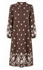 Say INA Copenhagen Kjole - Tilde Long - Dark Brown W. White Dots & Embroidery