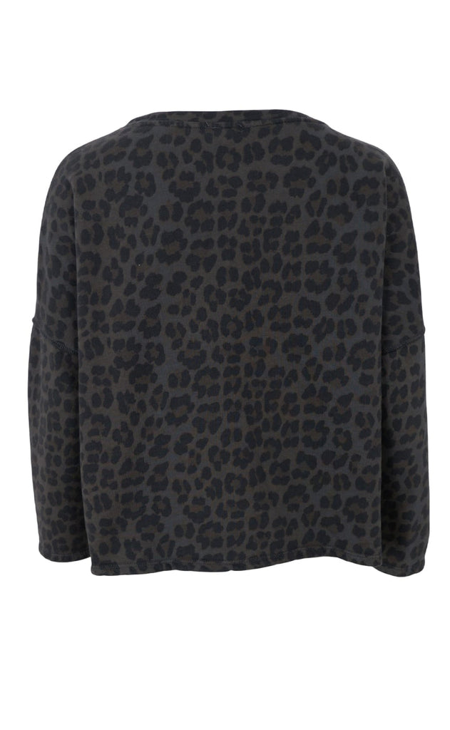 Black Color Sweatshirt - Zelda - Grey Leopard