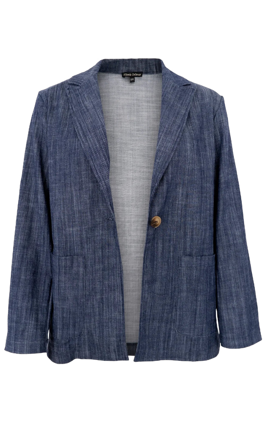 Black Colour Blazer - Box - Navy Denim