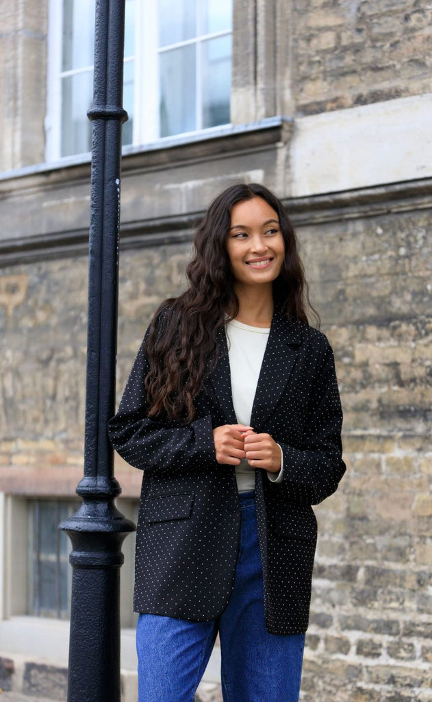 Black Colour Blazer - Diamond - Black