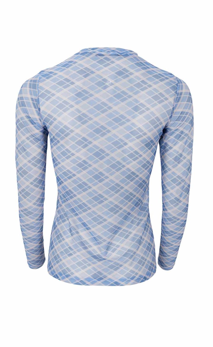 Black Colour Bluse - Anne Mesh - Blue Check
