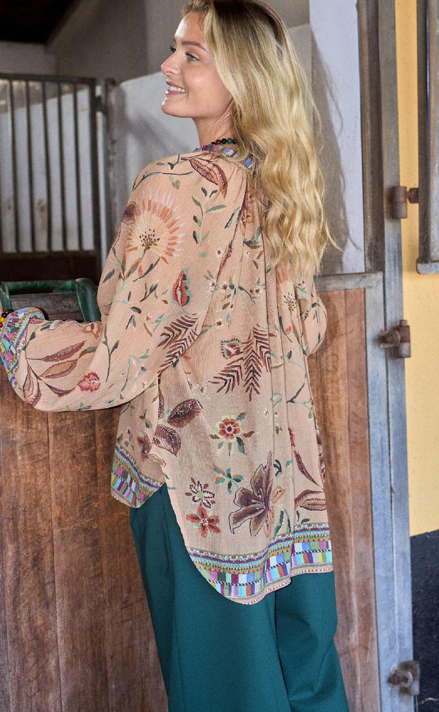 Black Colour Bluse - Art Crepe - Lt. Nougat