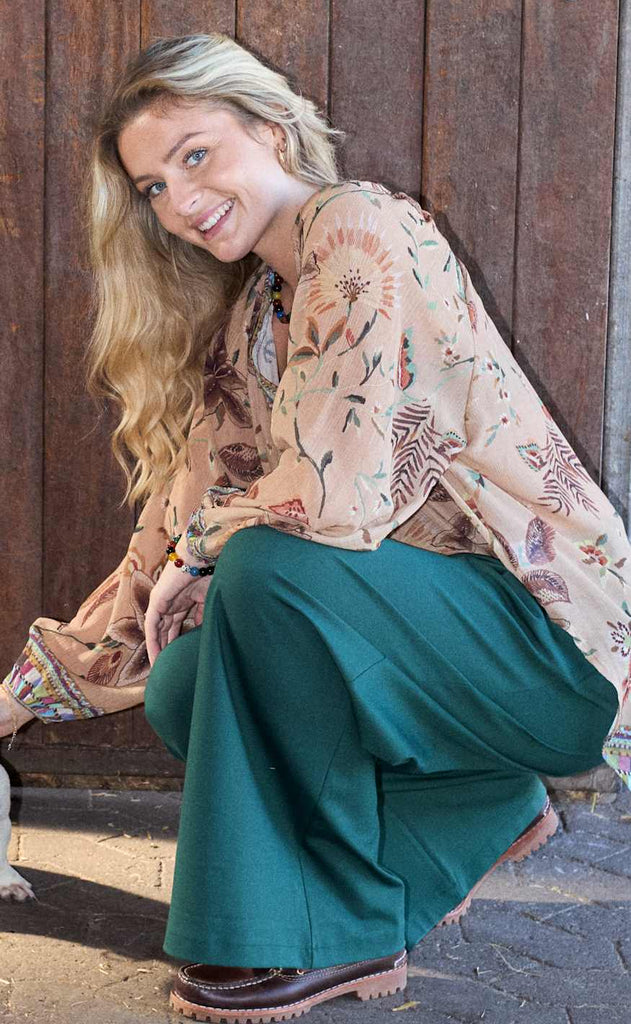 Black Colour Bluse - Art Crepe - Lt. Nougat