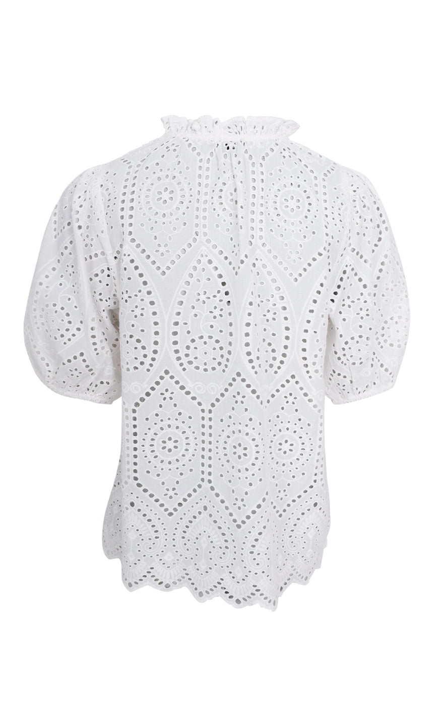 Black Colour Bluse - Elva - White