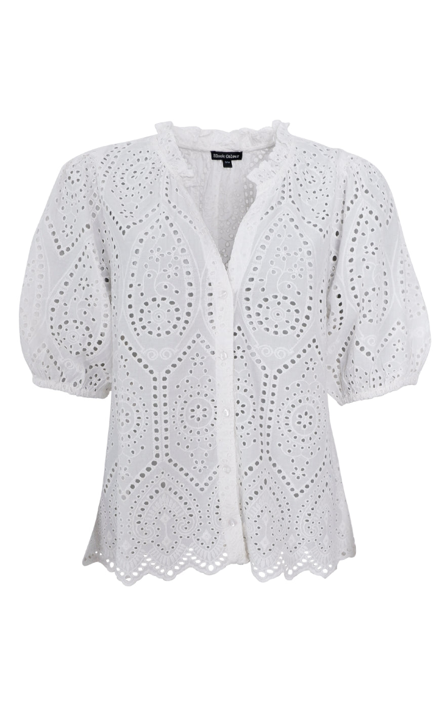 Black Colour Bluse - Elva - White