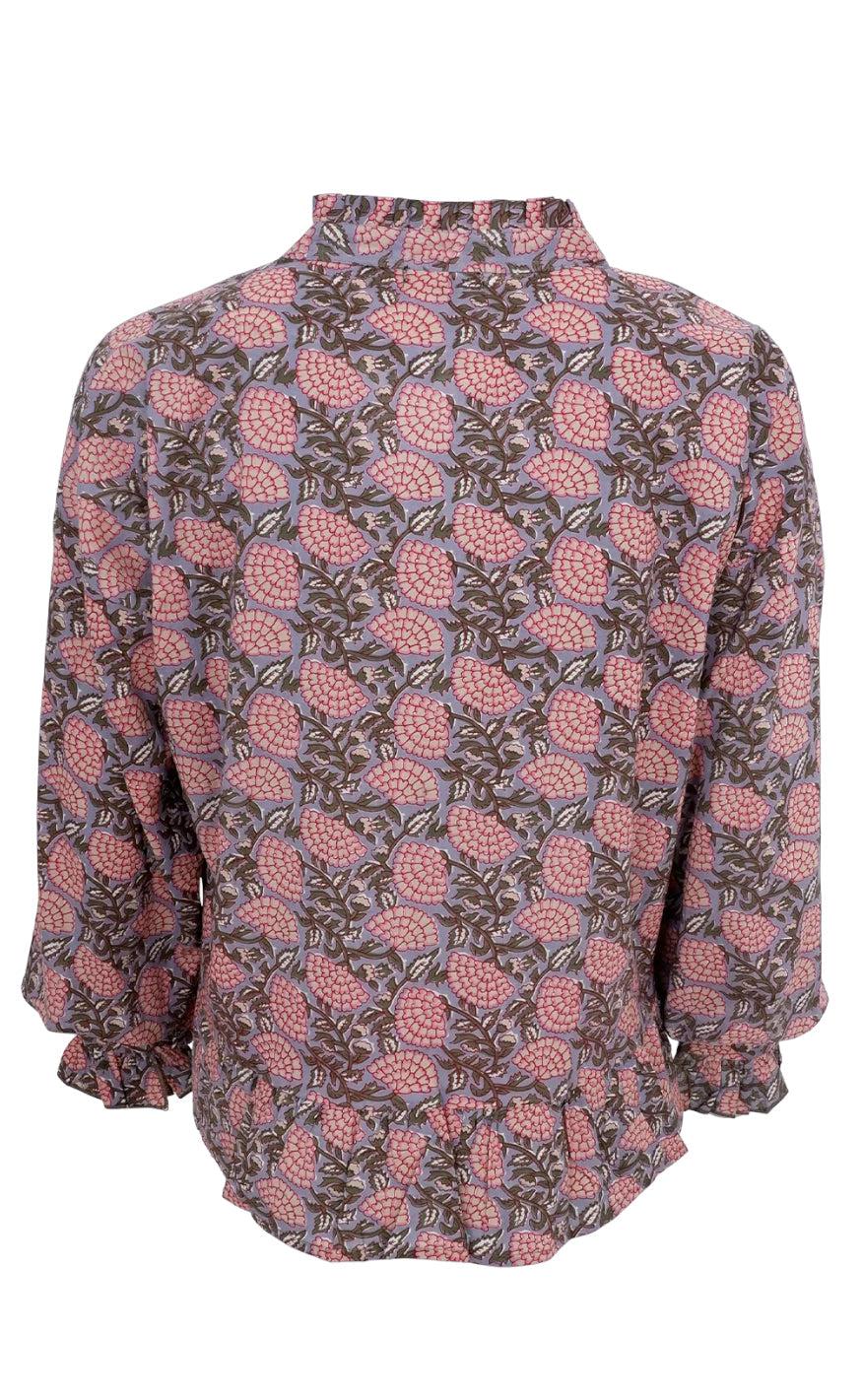 Black Colour Bluse - Flora Ruffle - Grey Fanny