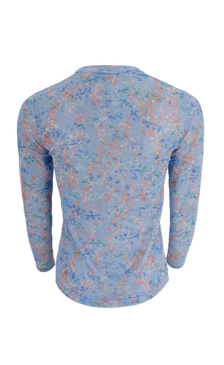 Black Colour Bluse - Florence - Blue Flower