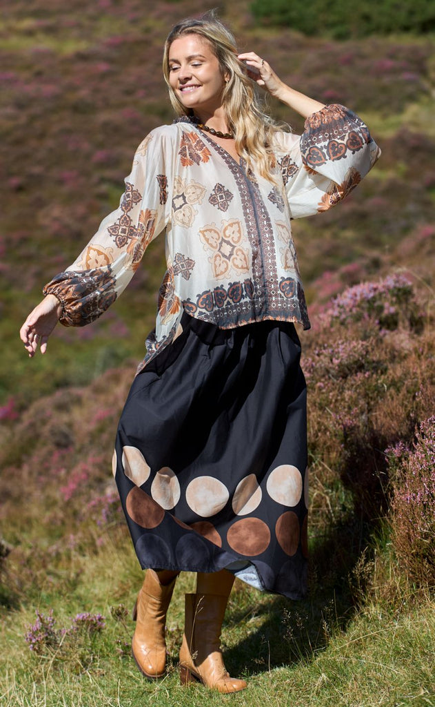 Black Colour Bluse - Hayley - Creme