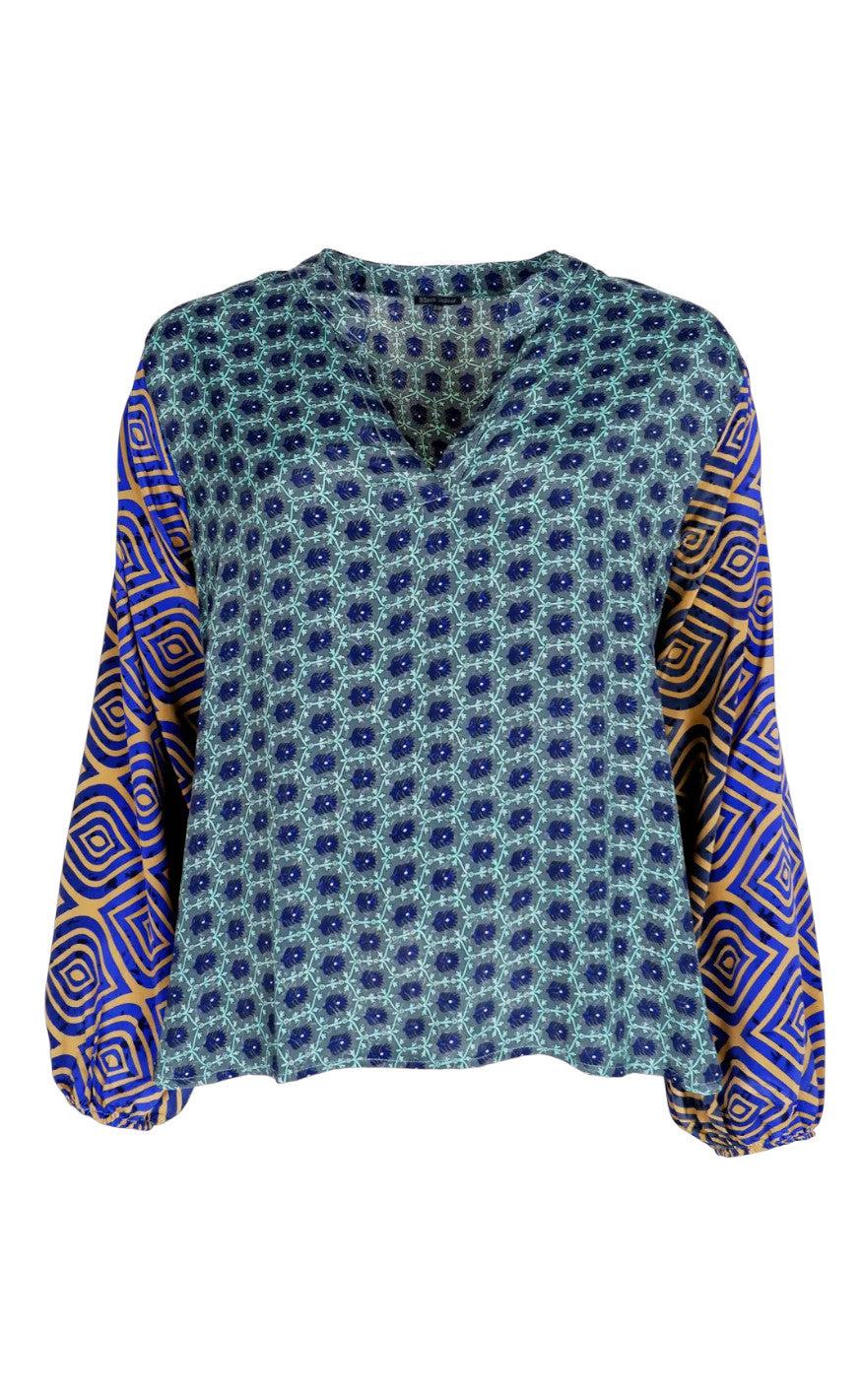 Black Colour Bluse - Luna Kaftan - Blue Jewel Mix
