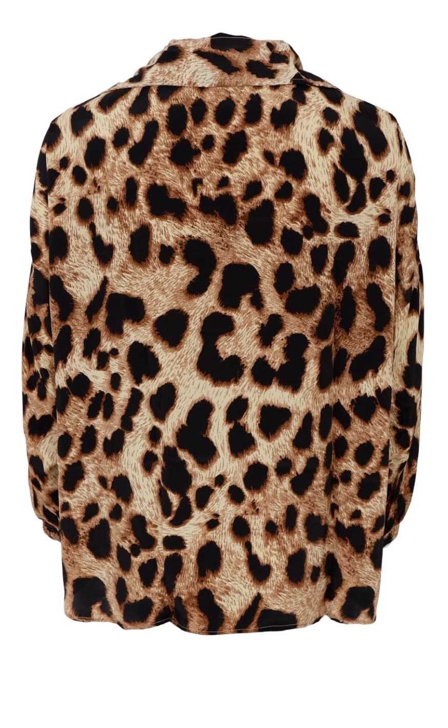 Black Colour Bluse - Luna Kaftan - Golden Leopard