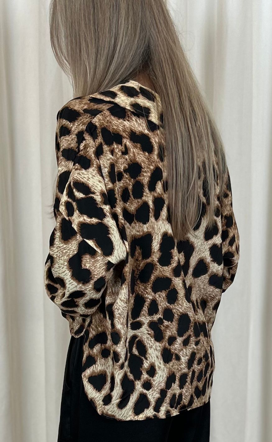 Black Colour Bluse - Luna Kaftan - Golden Leopard