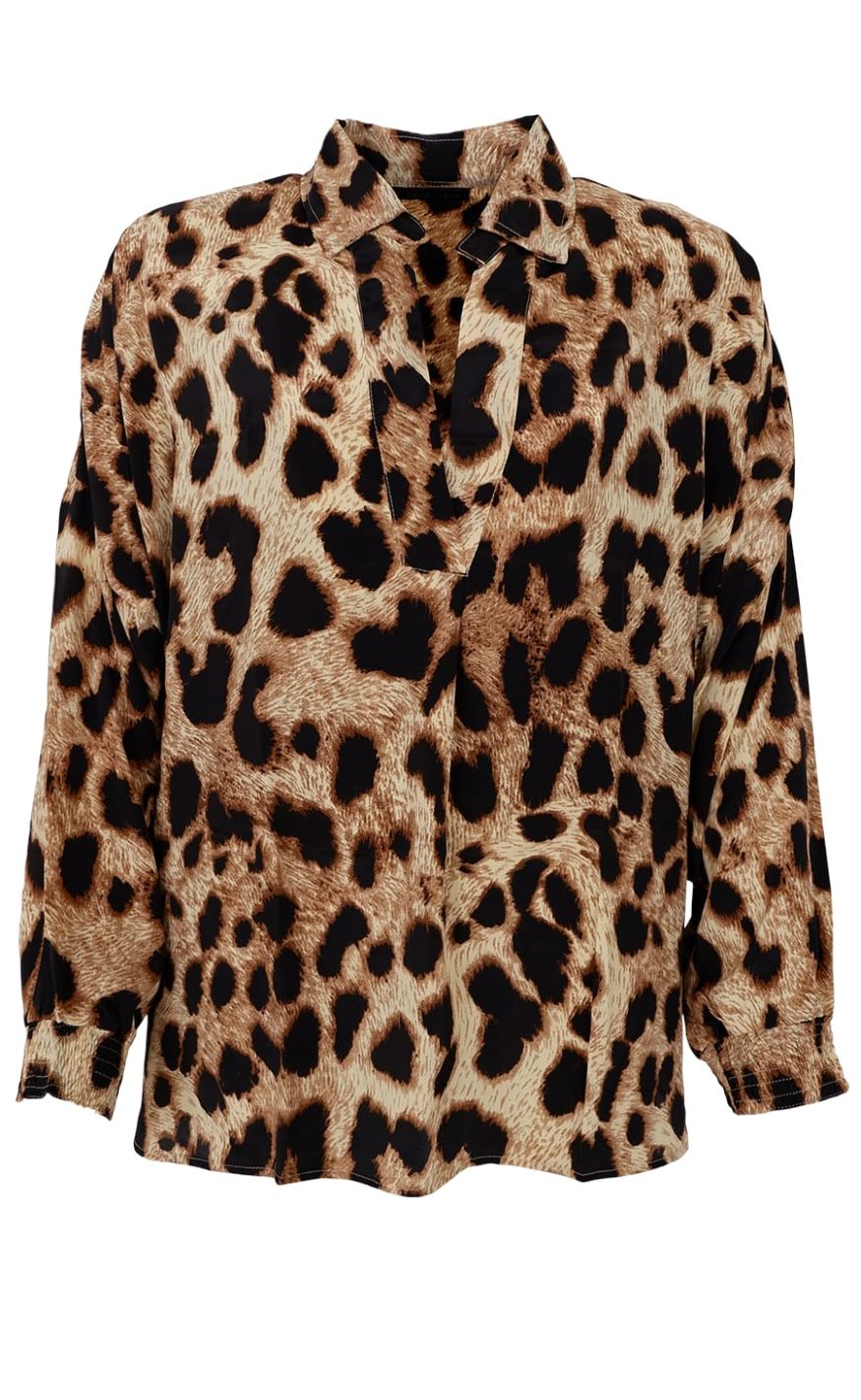 Black Colour Bluse - Luna Kaftan - Golden Leopard