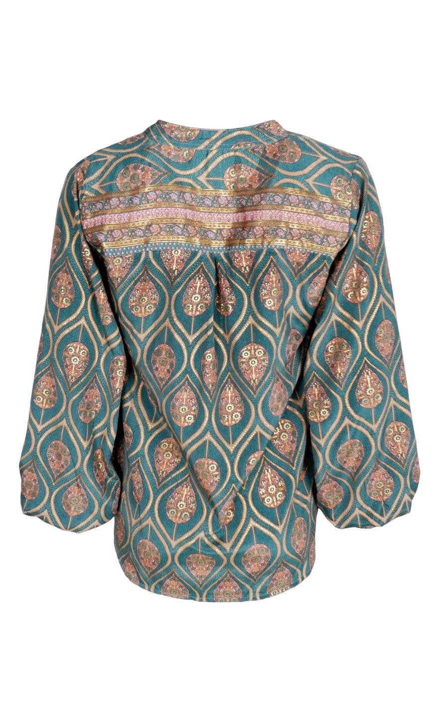 Black Colour Bluse - Luna Kaftan - Green Tulip