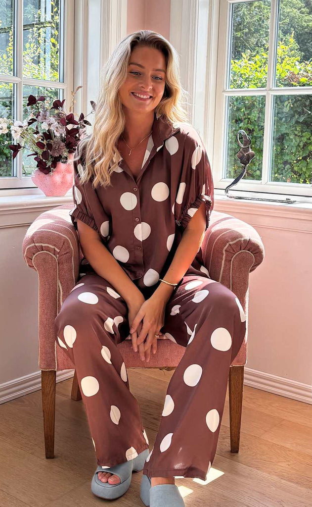 Black Colour Bluse - Mabel - Mocca Dot