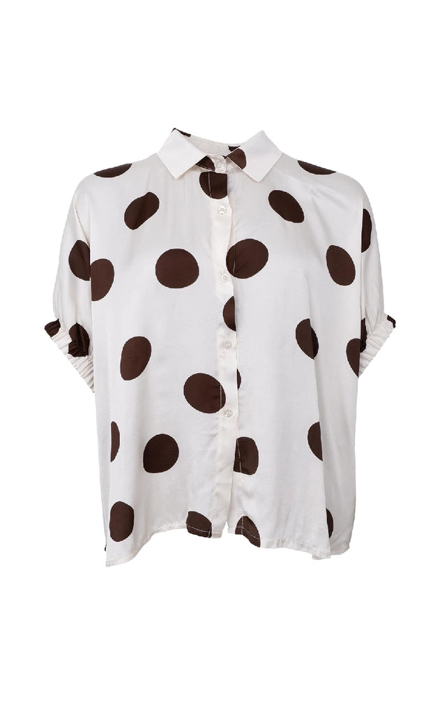 Black Colour Bluse - Mabel - Off White Dot