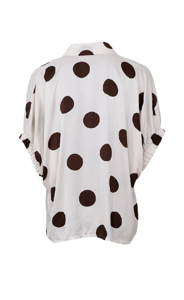 Black Colour Bluse - Mabel - Off White Dot