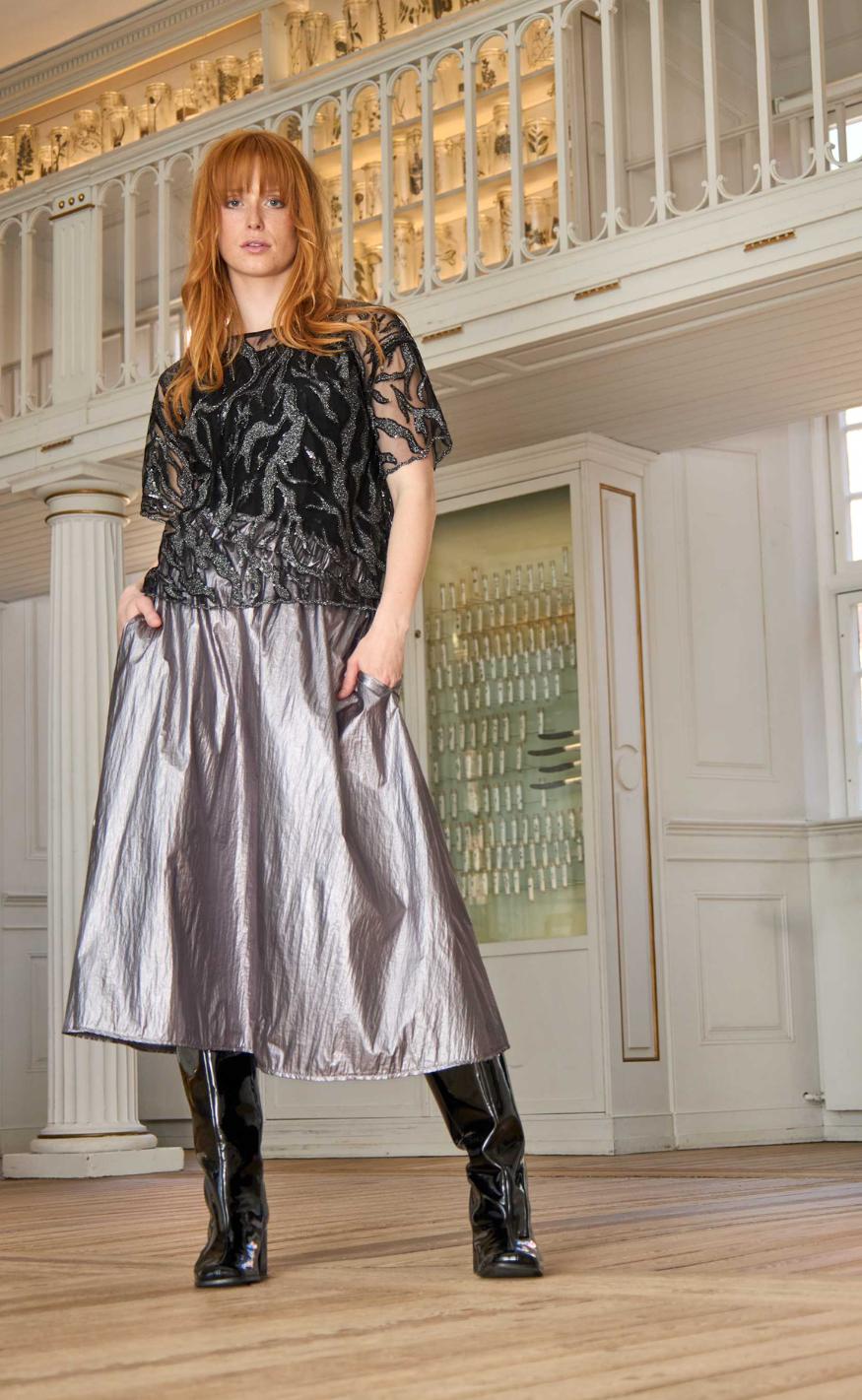 Black Colour Bluse - Maggie - Black Silver