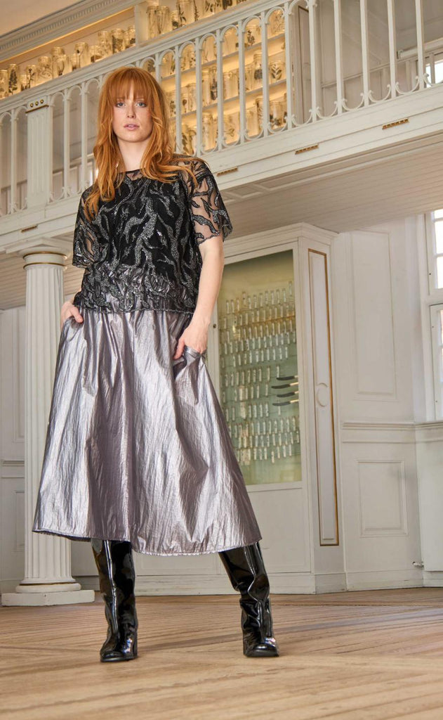 Black Colour Bluse - Maggie - Black Silver