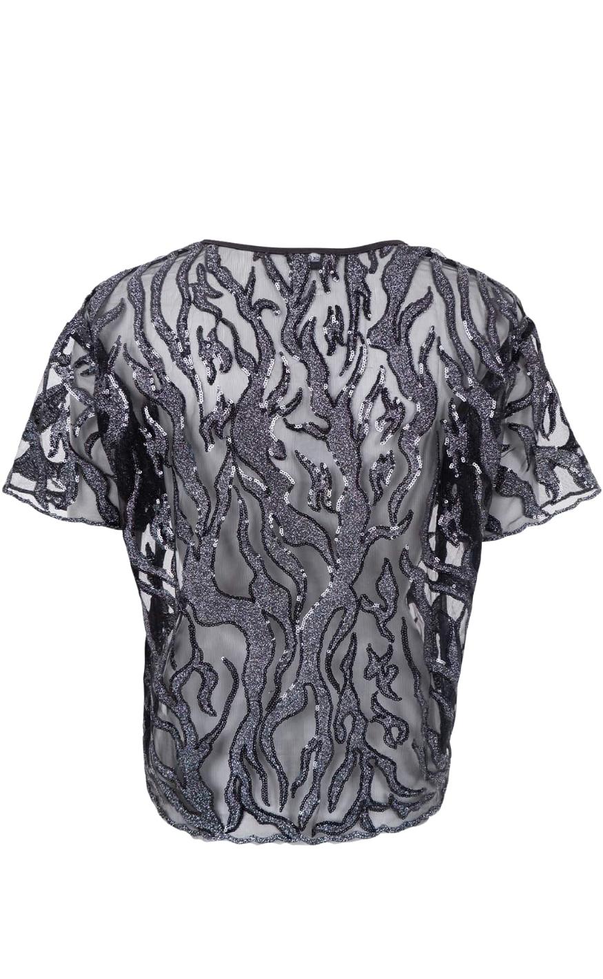 Black Colour Bluse - Maggie - Black Silver