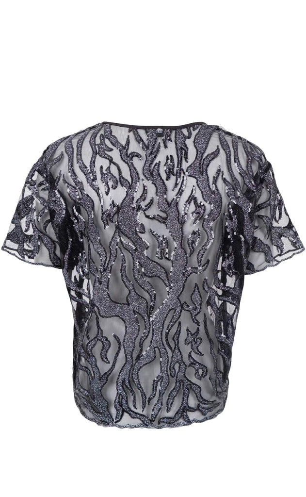 Black Colour Bluse - Maggie - Black Silver