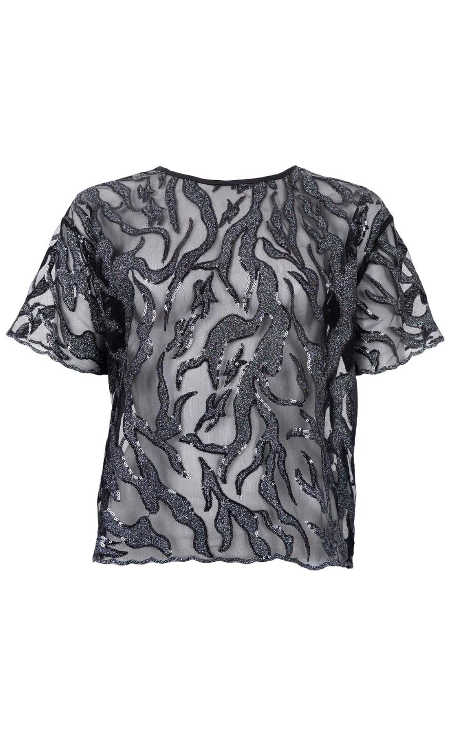 Black Colour Bluse - Maggie - Black Silver
