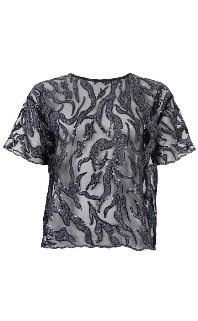 Black Colour Bluse - Maggie - Black Silver