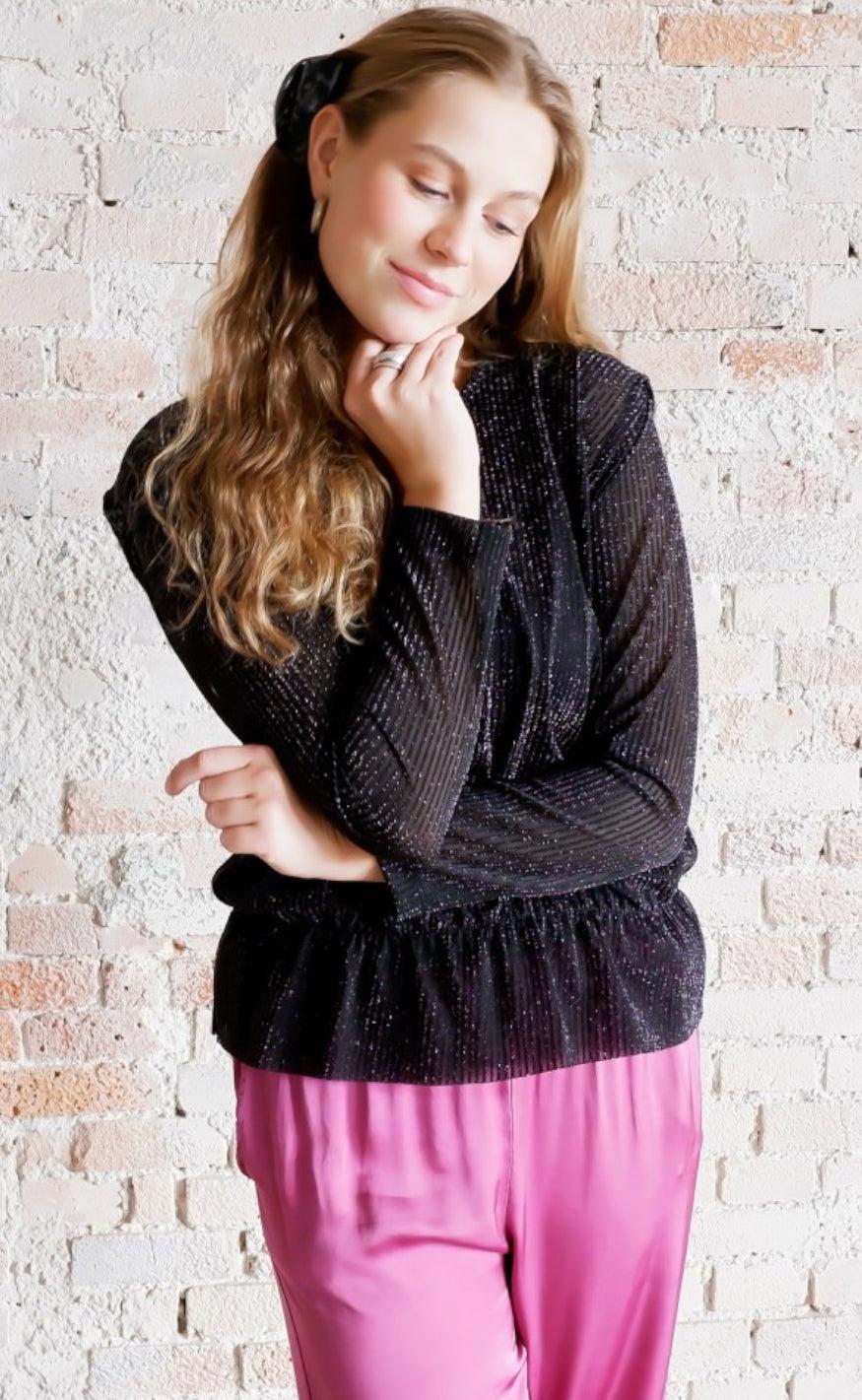 Black Colour Bluse - Maisy - Black