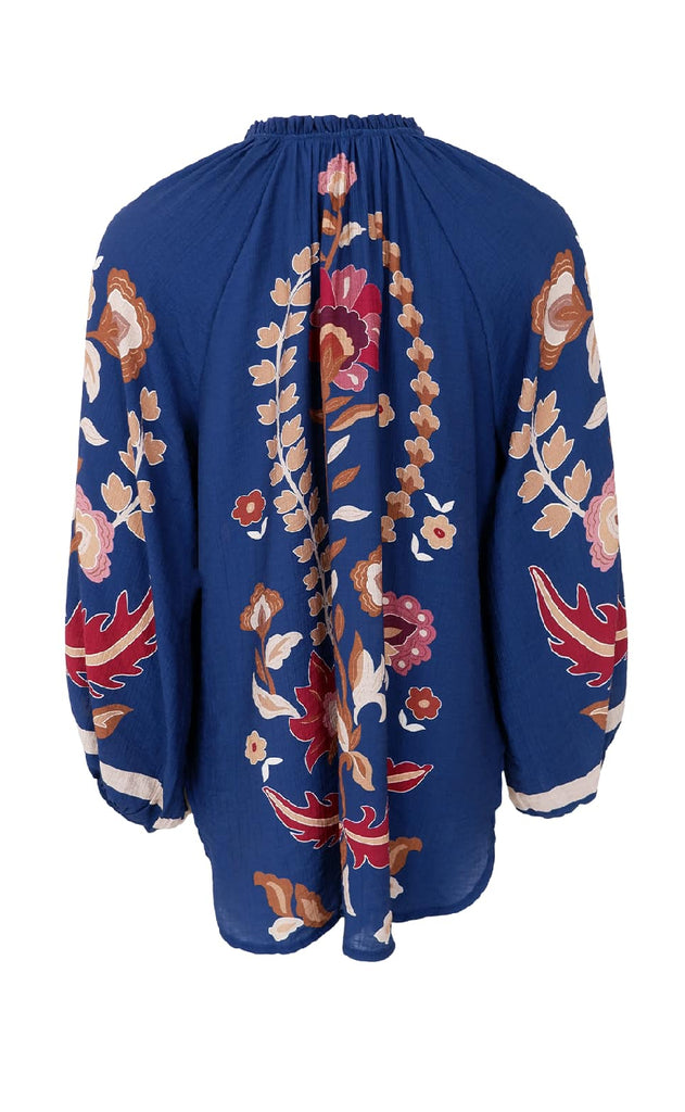 Black Colour Bluse - Marigold - Dk. Blue Flower