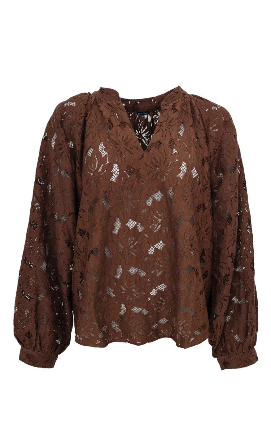 Black Colour Bluse - Nelly Flower - Coffee