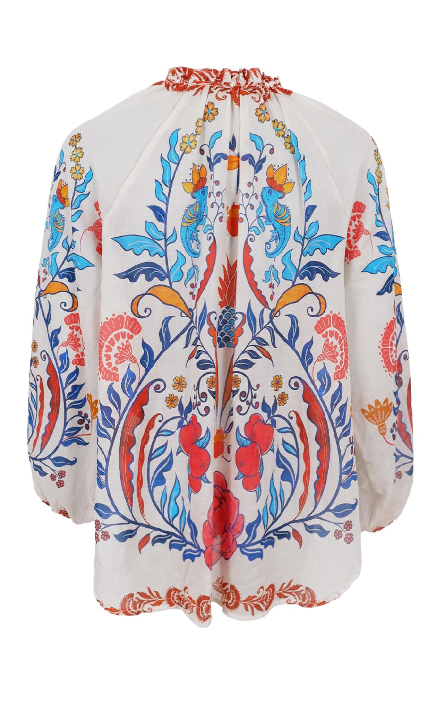 Black Colour Bluse - Peacock - Marsala Red