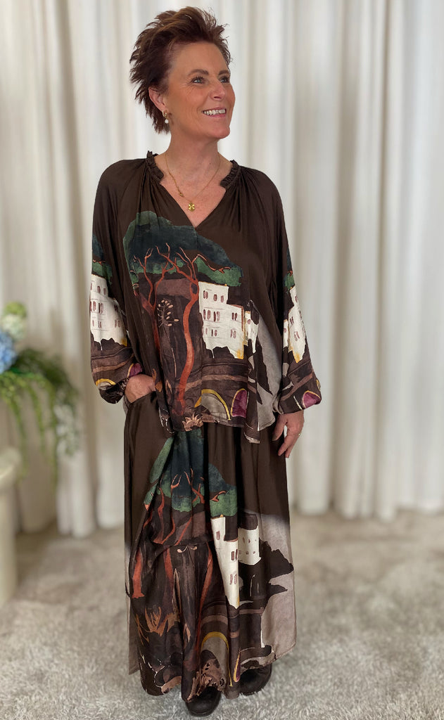 Black Colour Bluse - Toscana - Coffee